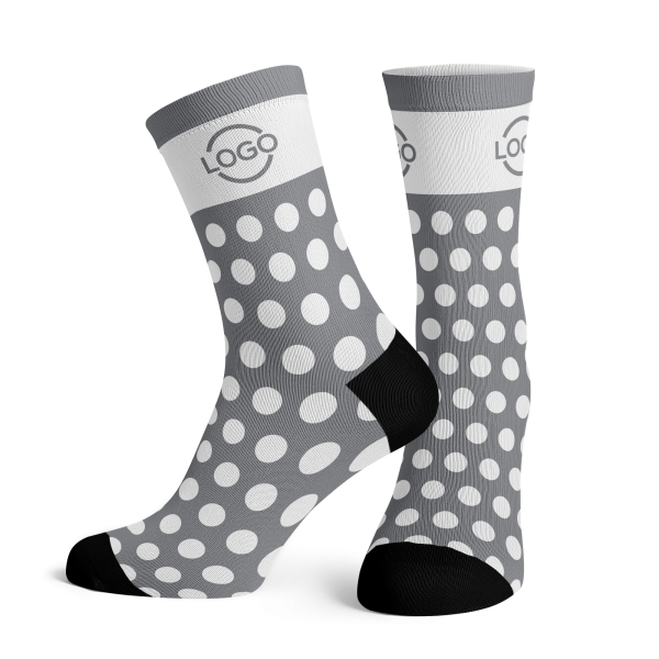 Custom grey corporate dots socks