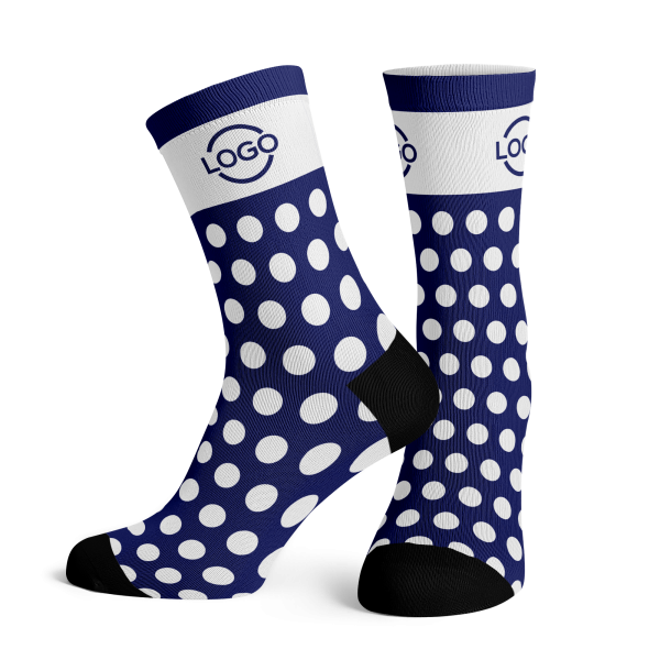 Custom navy corporate dots socks