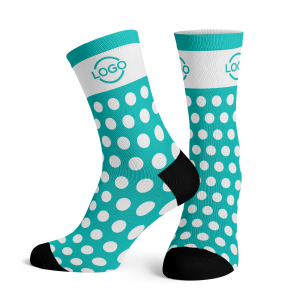 Custom turquoise corporate dots socks